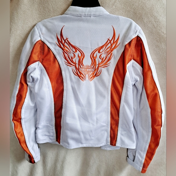 Women's Harley Davidson White and Orange Jacket - Picture 14 of 16